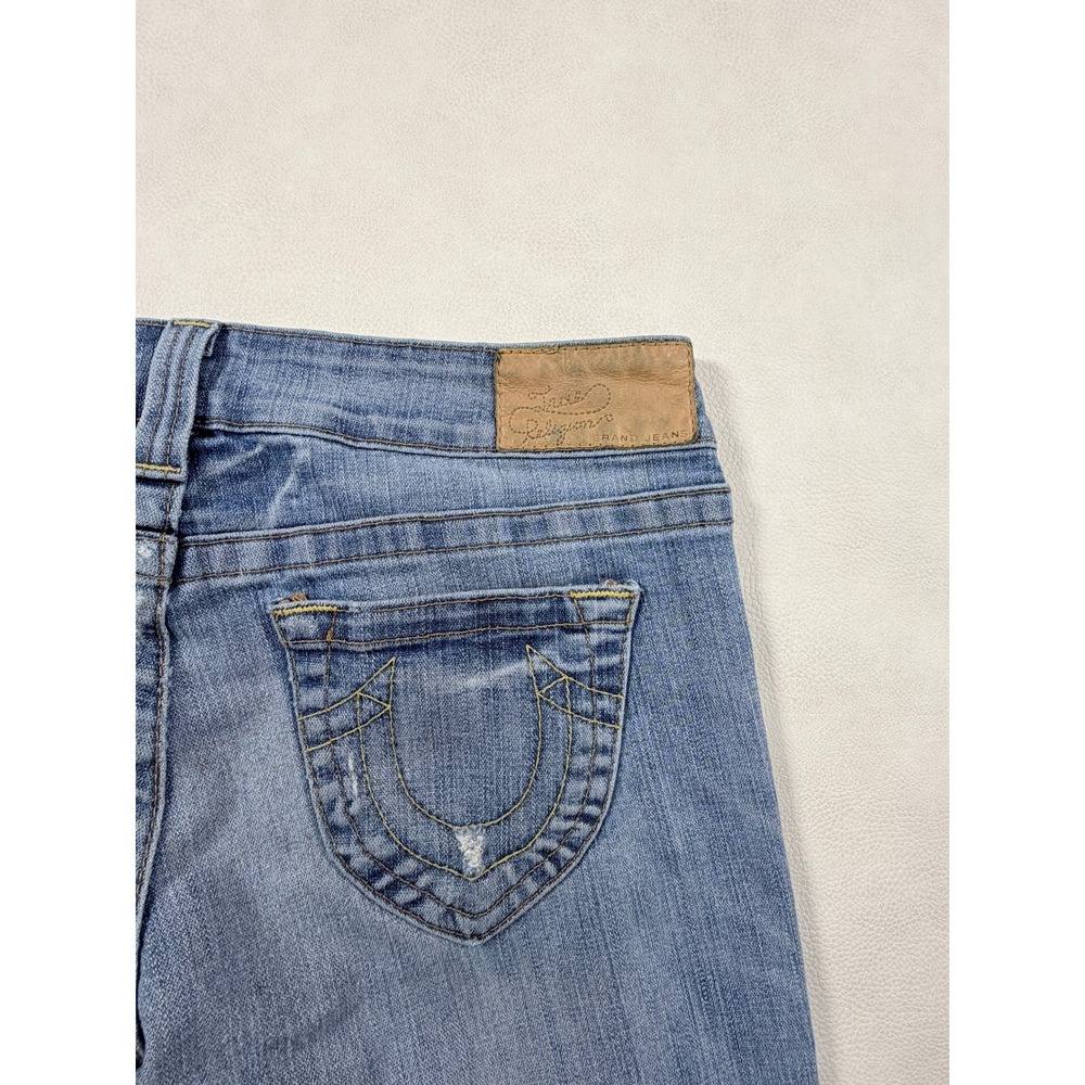 True Religion Womens Skinny Jeans Blue Low Rise Horseshoe Size 32 USA Made - Picture 12 of 13